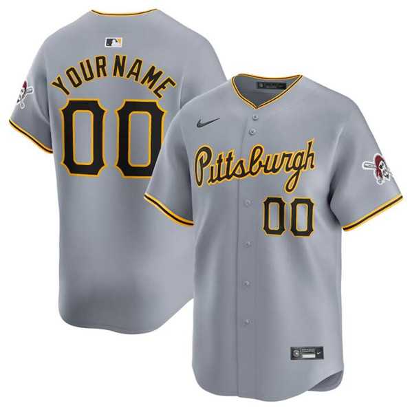 Men%27s Pittsburgh Pirates Active Player Custom Gray Away Limited Baseball Stitched Jersey->customized mlb jersey->Custom Jersey